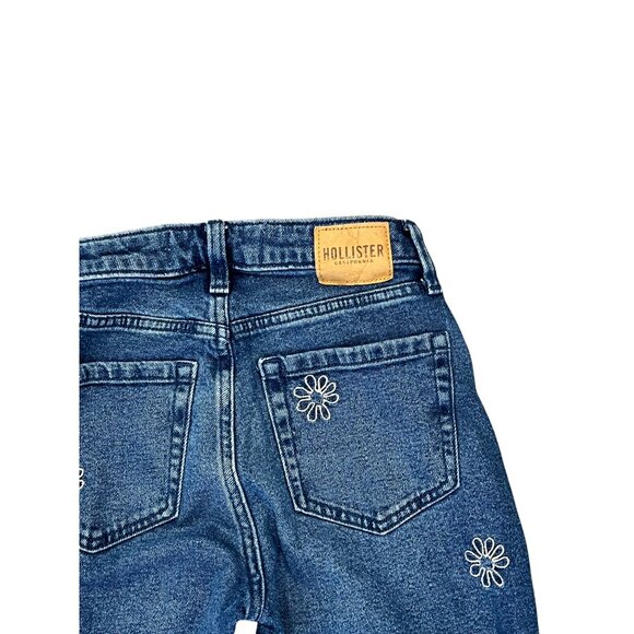 Hollister High-Rise Mom Jeans Women's Size 23 Embroidered Flower Pattern - Picture 3 of 6
